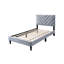Grey Twin Bed With Base - Velvet, Adjustable Headboard, 12, No Box Spring, Modern Bedroom Furniture Velvet Upholstery, 12 Support, Spring-1671962876