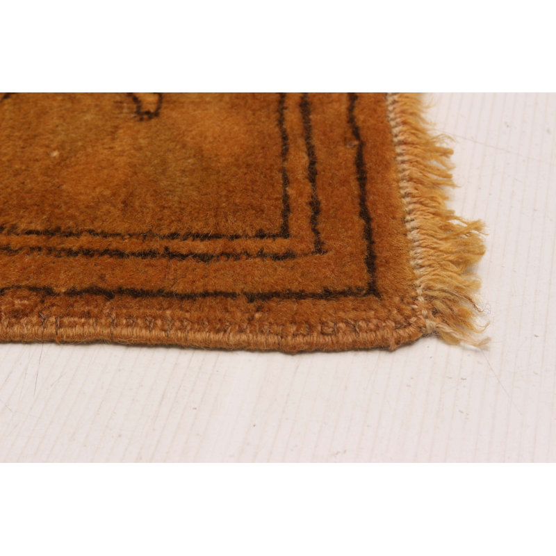 Tapis orange clair en laine noué à la main de conception unique 6 pi 5 po x 9 pi 0 po