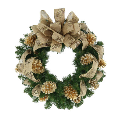 Ralon Glittery Snowflake Bows 26" Greenery Wreath
