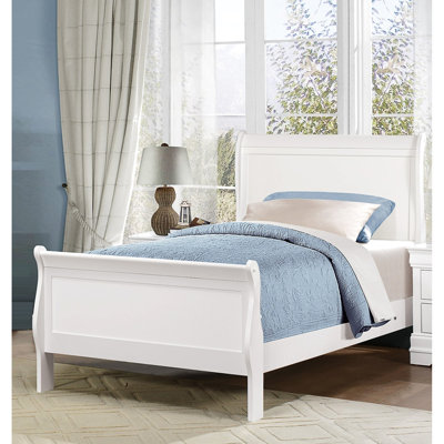 Lit simple à finition blanche de style traditionnel avec rails pour le décor et le style de la chambre à coucher,