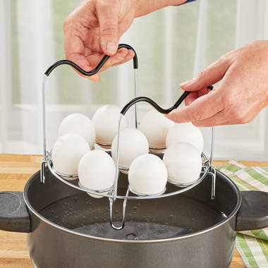 Collections Etc 9 Egg Steamer Rack with Silicone Wrapped Handles, Size: 4