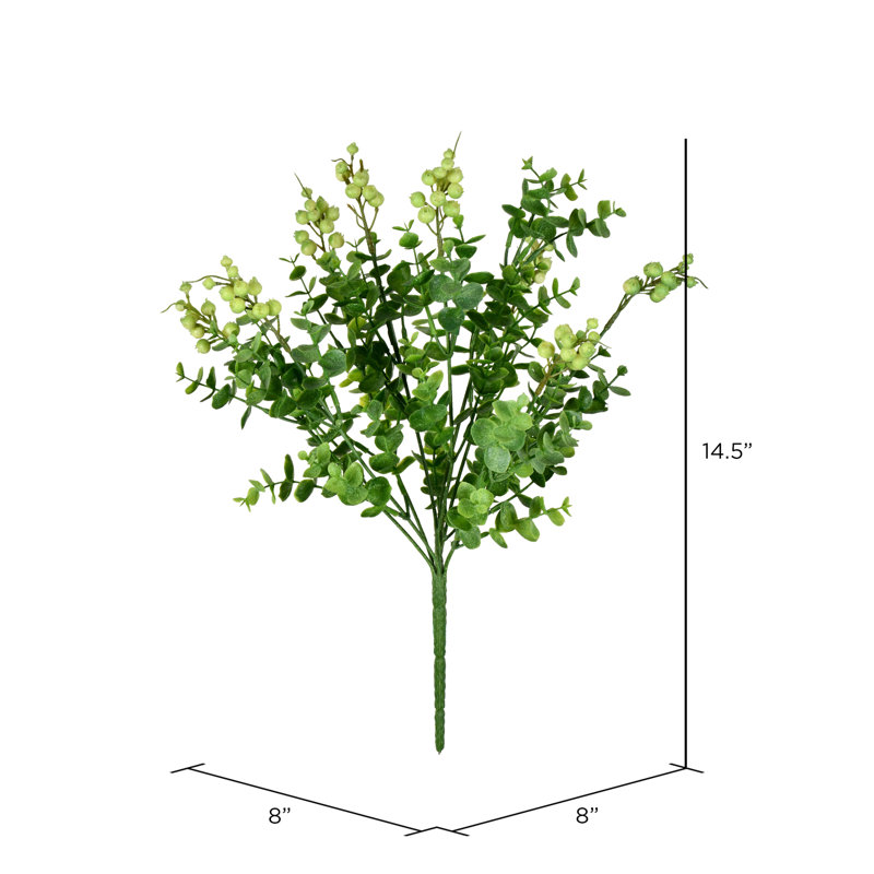 Buisson artificiel à feuilles d'argent 14,5 po, Vert clair