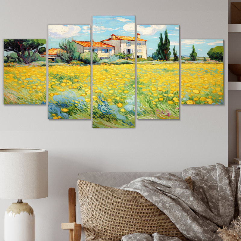 "Vangogh La Maison Jaune à Arles I" 5 pièces