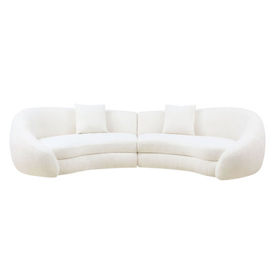 White Modern Curved With Oversized Love Heart, 125.42" Depth, 62.2" Width, 29.08" Height, 5 - Seat Capacity, For Living Room And Office , White, Heart Design, Seats, Ultra Comfortable, Hotel Lobby