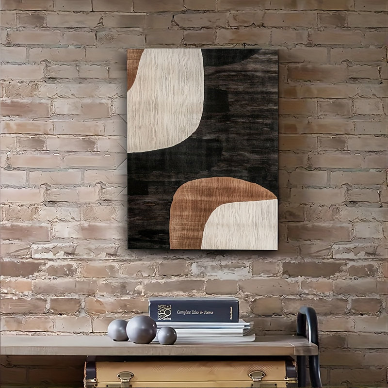  «Neutral Abstract Wood Texture Wall Art», décor minimaliste moderne haut de gamme pour le salon