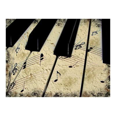 Symphonic Keys: Musical Abstract Canvas Wall Art - 34" x 28"