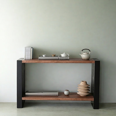 Console Mid-Century moderne en bois massif