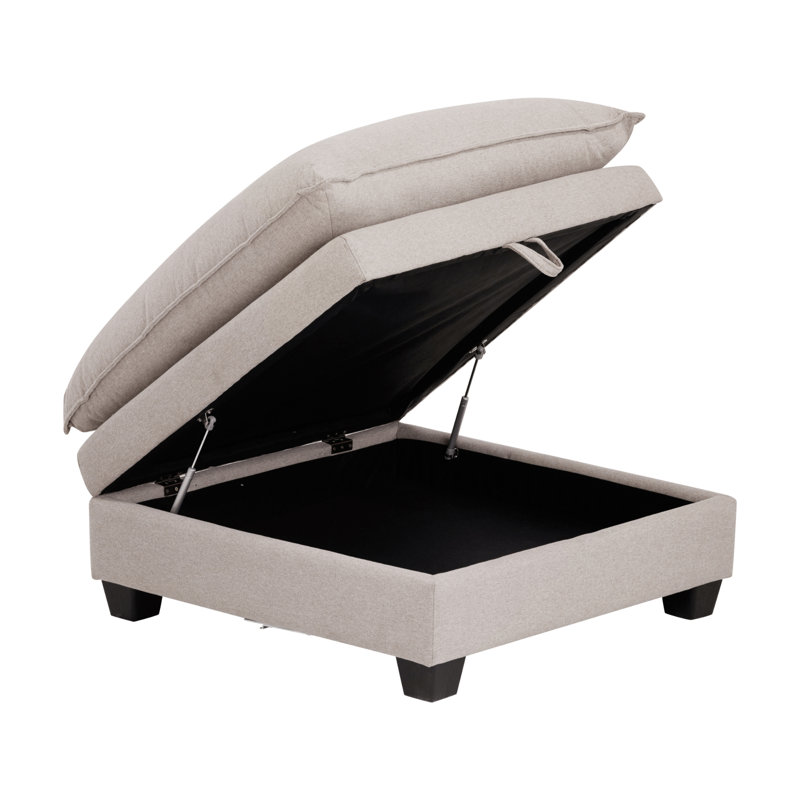 Modern Cloud Ottoman With Storage, Chelsea Beige Polyester