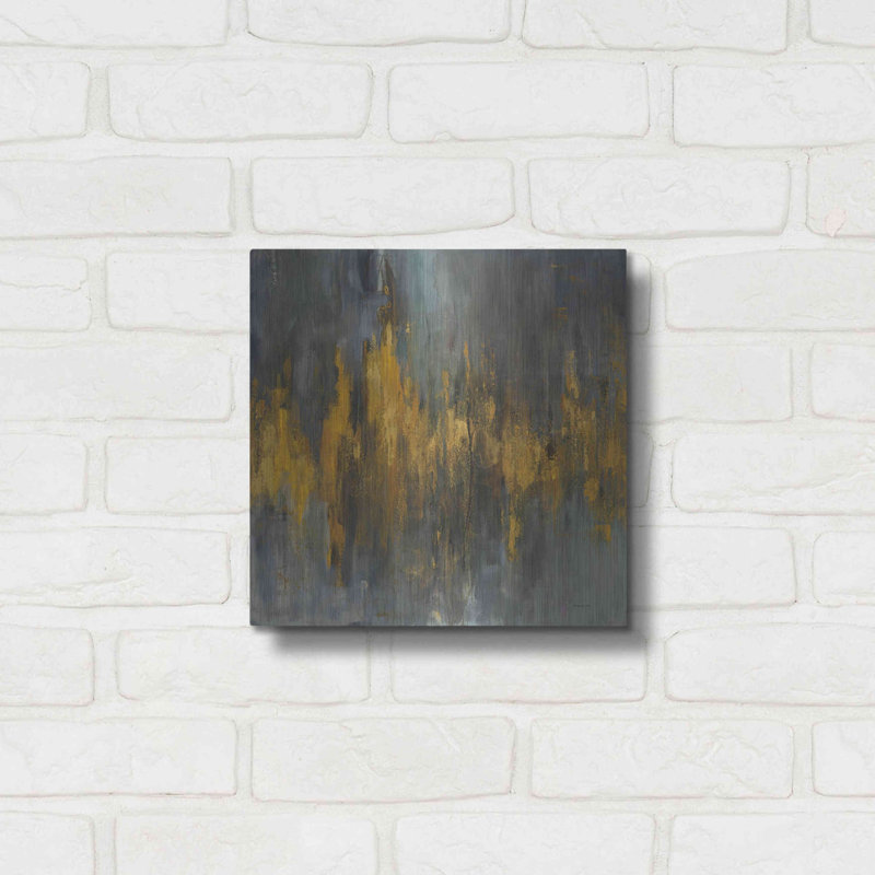 Mercer41 «Black and Gold Abstract» par Danhui Nai, art mural en métal, H 12 po x l 12 po