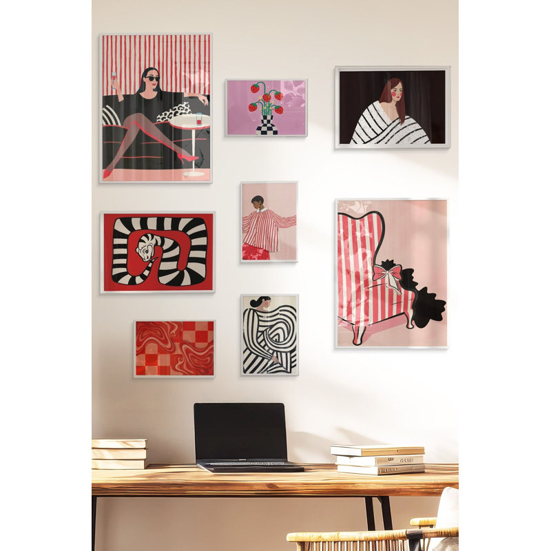 Tableau décoratif encadré (8 pièces), Blanc