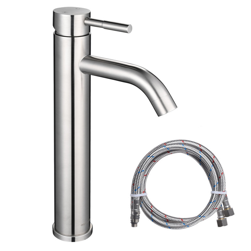 Robinet pour salle de bain à poignée simple Aquaterior, Nickel brossé