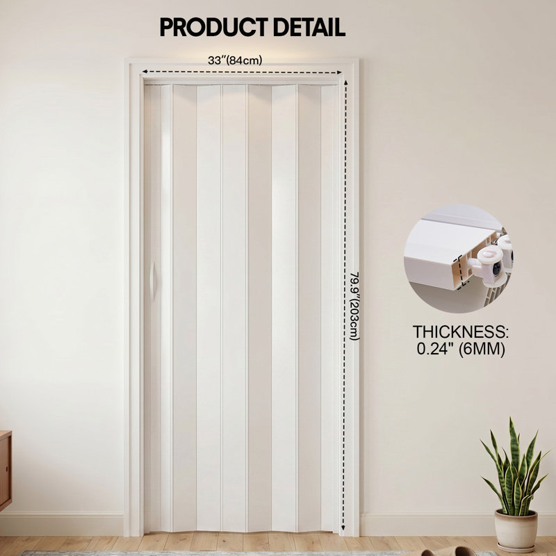 PVC Folding Door, Internal Plastic Folding Concertina Door with Gloss Acrylic Widths 820 * 2030 * 6mm