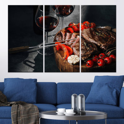 Printed Canvas: Appetizing Meat Art for Modern Kitchen Decor,3P Wrapped Canvas