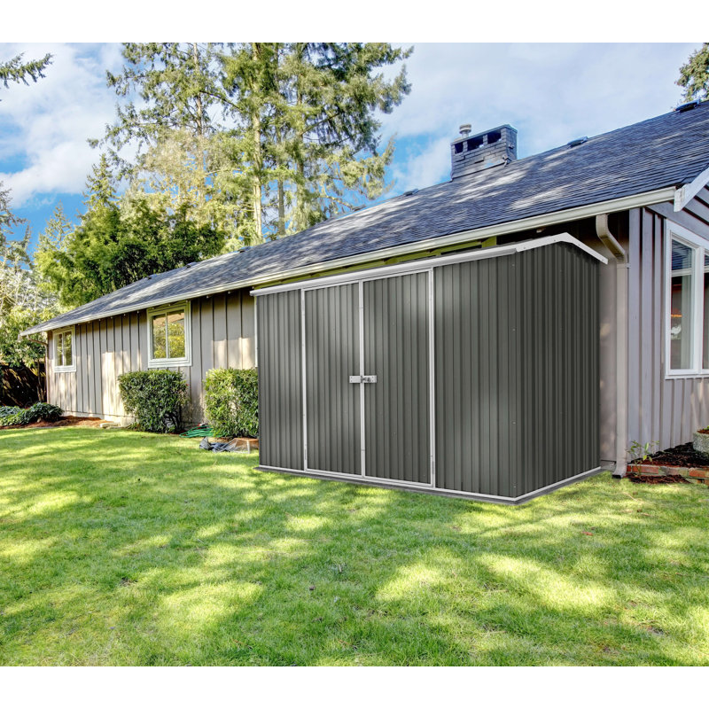 Absco Premier 10' W x 10' D Metal Galvanized Steel Weather Resistant Storage Shed Woodland Gray, Gray