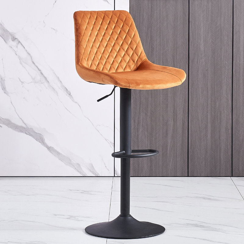 Heckscherville Height Adjustable Swivel Bar Stool, Orange