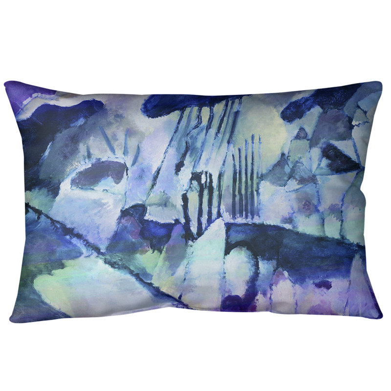 Oreiller avec coussin lombaire avec pluie paysage, Bleu, Sergé de coton