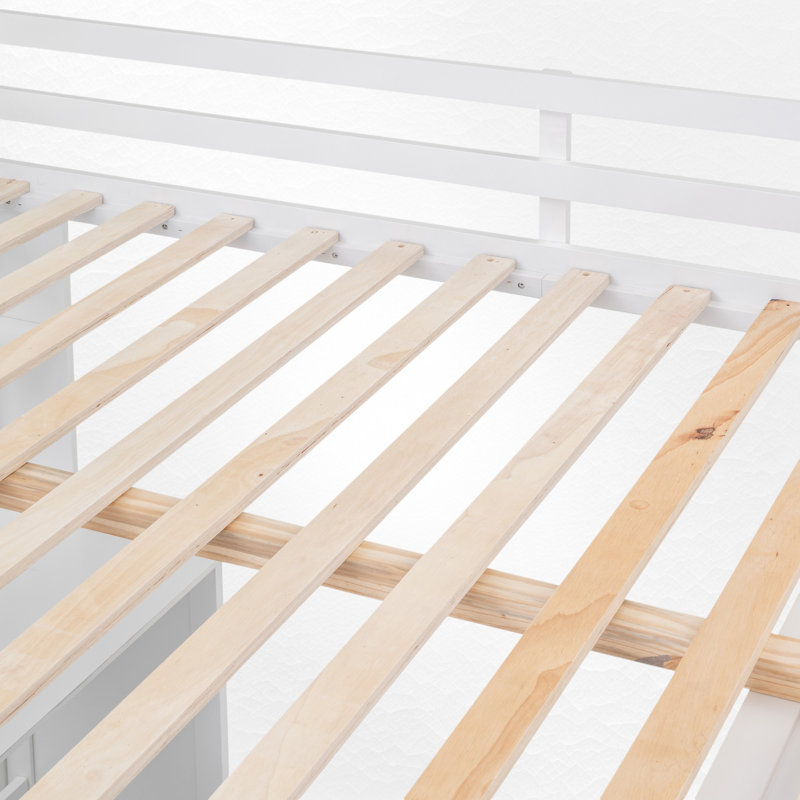 Lit mezzanine avec bureau intégré et garde-robe, Double, Blanc