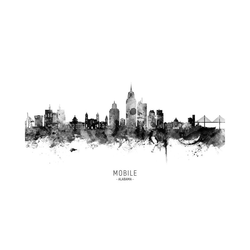 Mobile Alabama Skyline Name by Michael Tompsett - Wrapped Canvas Print, 66.04 cm H x 45.72 cm W x 1.91 cm D