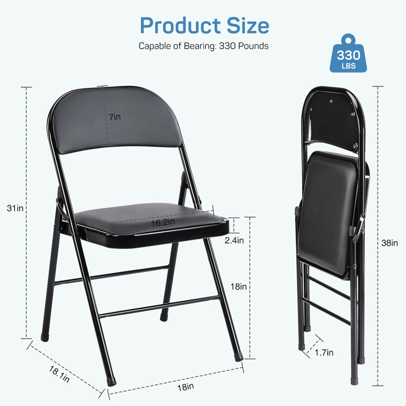 Leather Padded Folding Chairs, Sturdy Metal Foldable Chairs, Easy To Use And Store, Outdoor And Indoor, For Home, Office, Party