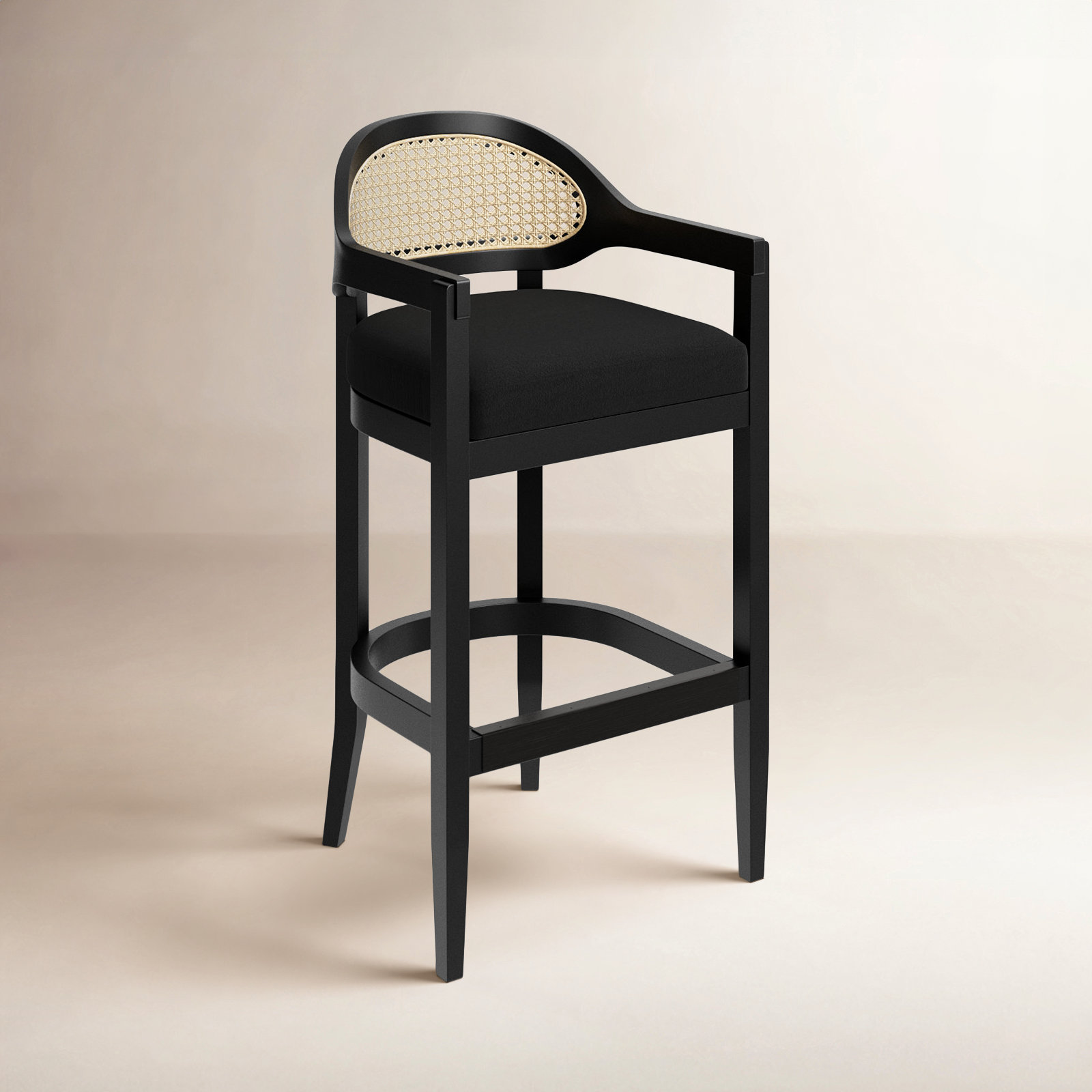 Copley Bar and Counter Stool, Jet Black Basketweave, Bar Stool (30.5” Seat Height)