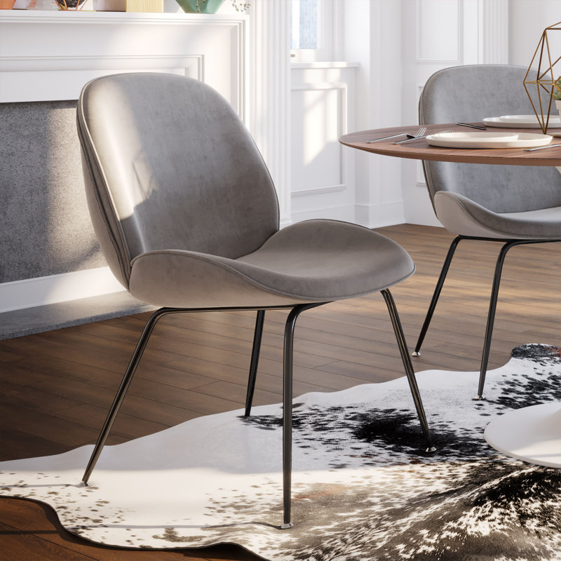Chaise d'appoint en velours Amelie, Gris platine, Noir