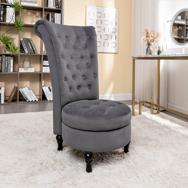 Fulviah Velvet Slipper Chair, Gray Velvet