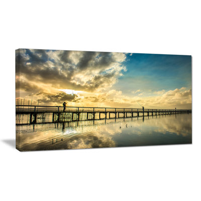 Reproduction de photo sur toile tendue, reproduction de photo sur toile tendue, reproduction de foreshore à long jeté avec nuages sea bridge