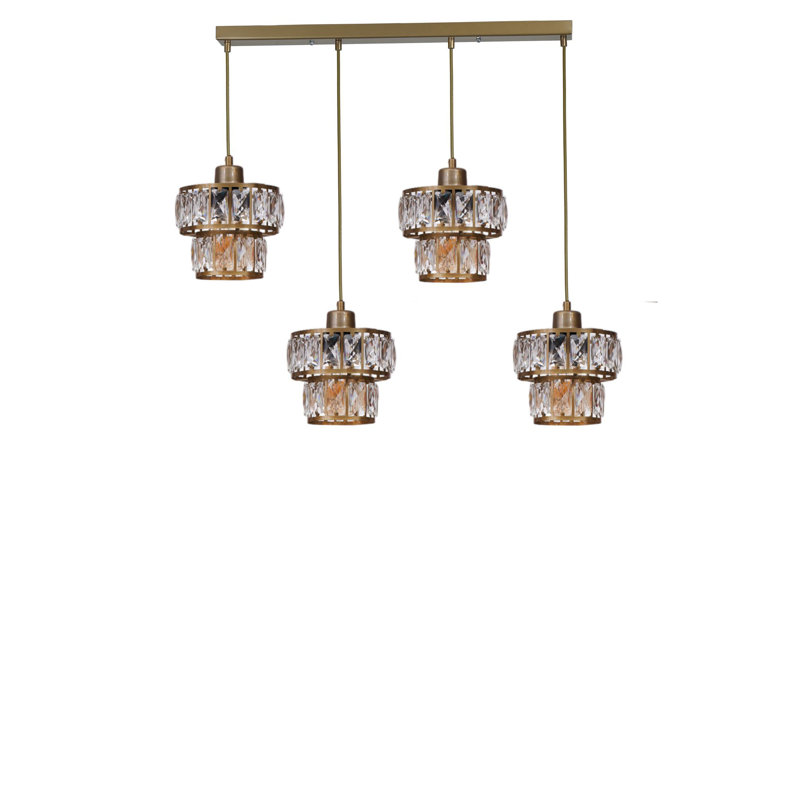 Lustre, Doré, 4 étages, Quatre lumières