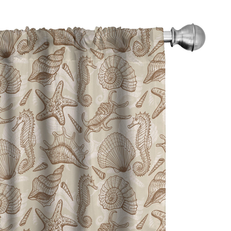 Exotic Marine Animals Semi-Sheer Rod Pocket Curtain Panels, 28" x 84"
