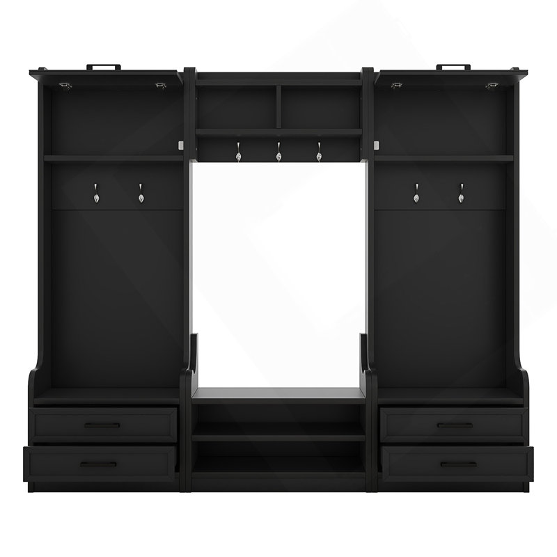 4-in-1 Detachable Hall Tree with Storage and 7 Hooks, Multi-Functional Entryway Organizer for Coats, Shoes, and More