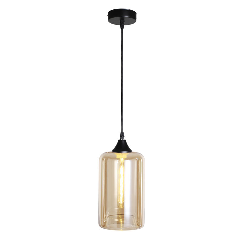 Aevyn 1 - Light Cylinder Pendant, Black, Amber