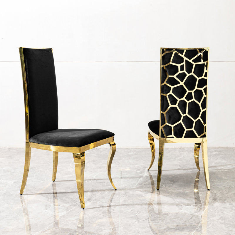 Chaises de salle à manger modernes 2 pièces, velours avec pieds en acier inoxydable, style serpent pour une chaise confortable (2), rembourrage, assise de serpent distinctive