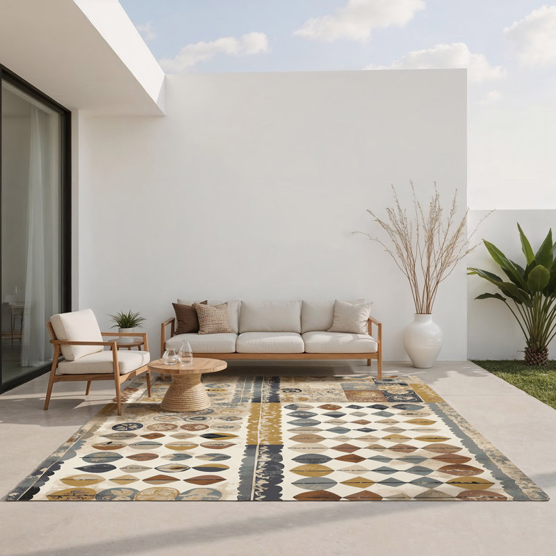 Retro Ripple Indoor And Outdoor Area Rug, Rectangle 1'6" x 2'6"
