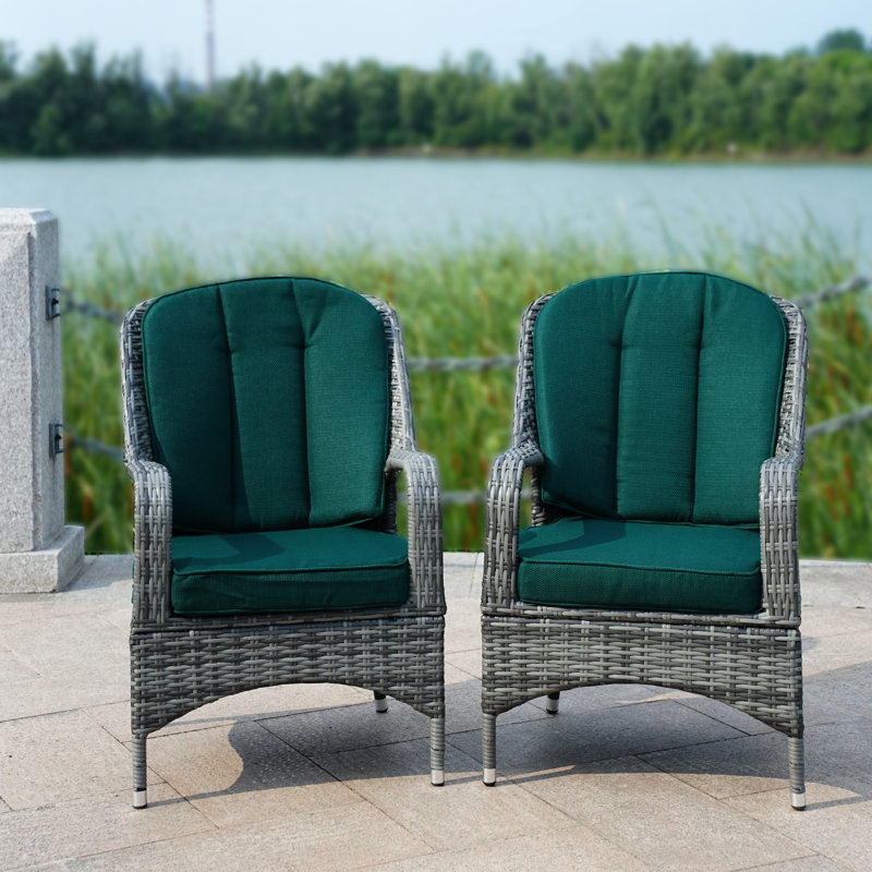 Chaise de patio avec coussin Iyman, Vert, Gris