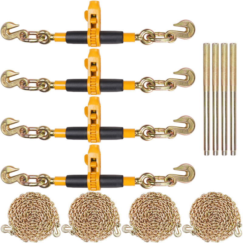 Ratchet Chain Binder, 5/16"-3/8" Heavy Duty Load Binders, with G80 Chains 7100 lbs Secure Load Limit