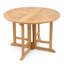 Table de salle à manger d'extérieur ronde et pliable en teck de 99 cm