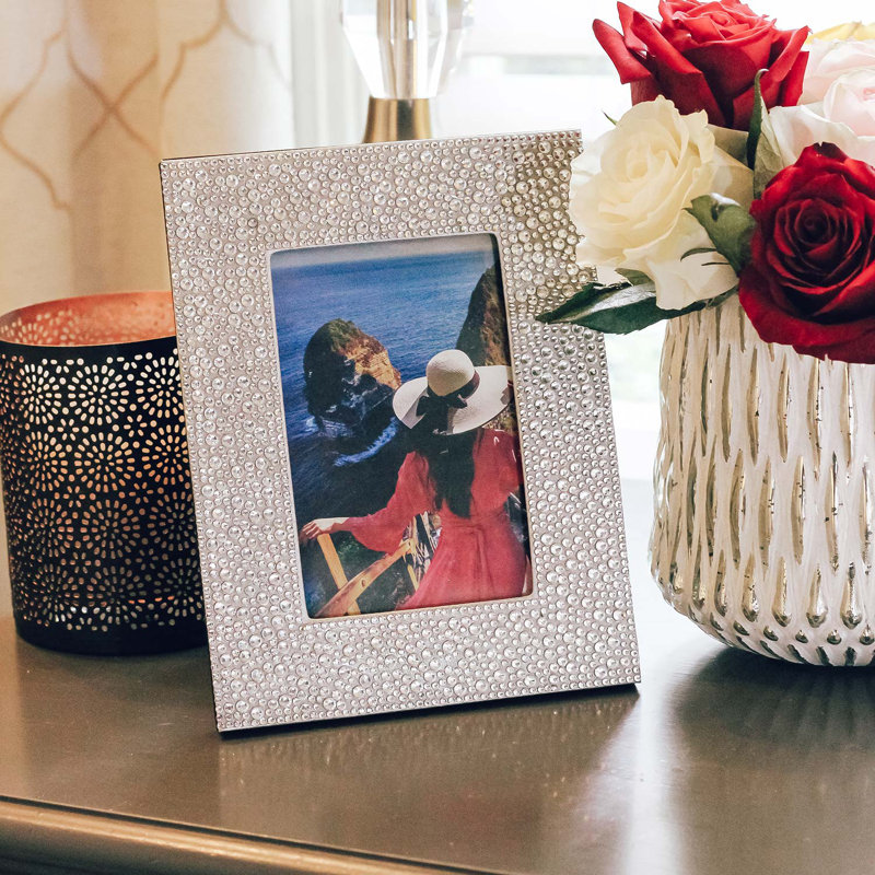 Sparkles Home Strass Picture Frame | Glass Rhinestones | Easel Back | Horizontal & Vertical Display, 8'x 10'
