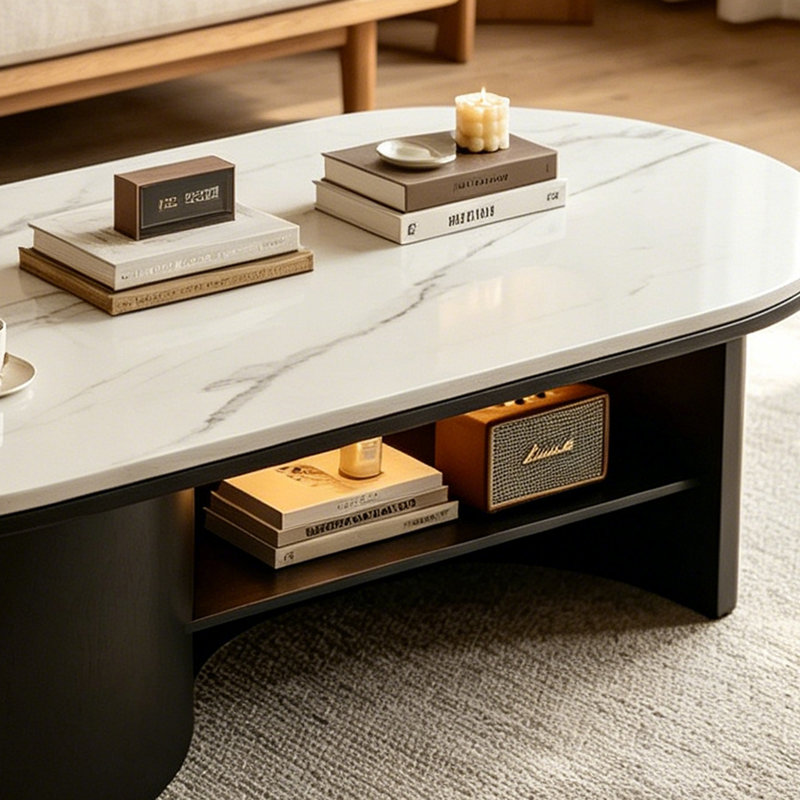 Table basse Modern Rock, Blanc / gris pâle / noir, H 16,92 po x L 47,24 po x l 23,62 po