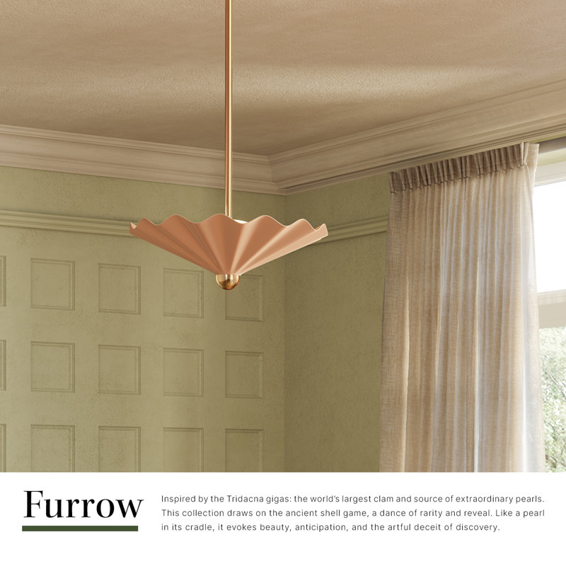 Furrow 16-in Red dimmable LED Pendant, 16-in, Pink