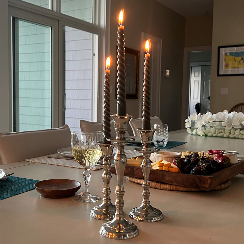 9'' H Metal Tabletop Candlestick, Gold