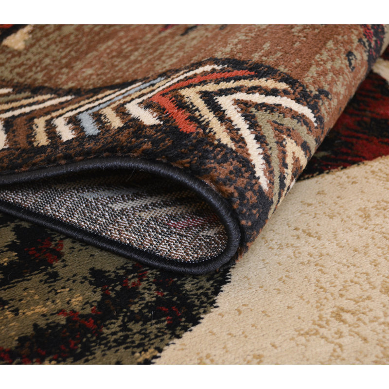 Tapis rouge tissé à la machine Hinds, Rectangle 5 pi 3 po x 7 pi 3 po