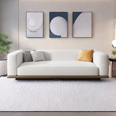 Horizon cream fabric in-line sofa
