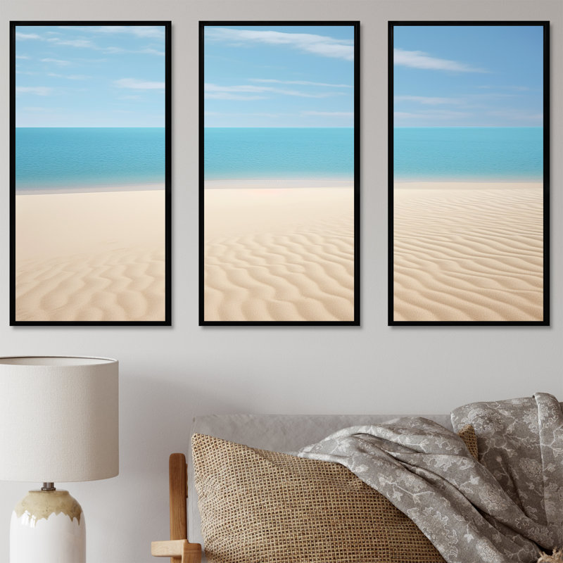 Ensemble de salon Coastal Hush Dreaming Beach Sand - Coastal Wall Art, H 40 po x l 60 po x P 1 po, Cadre flottant noir