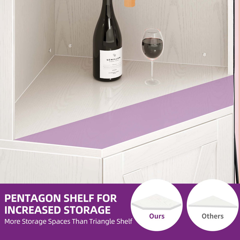 Breasia 67" Corner Bar Cabinet with Wine Storage & LED