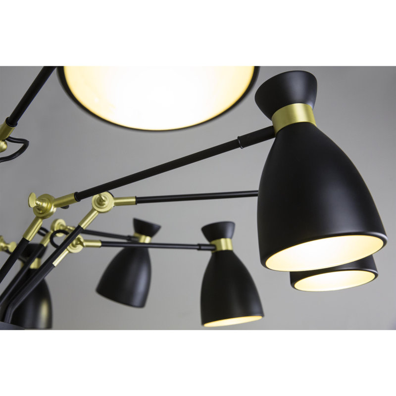 Giron 12 - Light Grey Cluster Pendant, Black/Satin