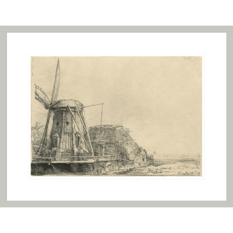 «Windmill» par Rembrandt van Rijn - Impression giclée encadrée, H 16,95 po x l 21,75 po