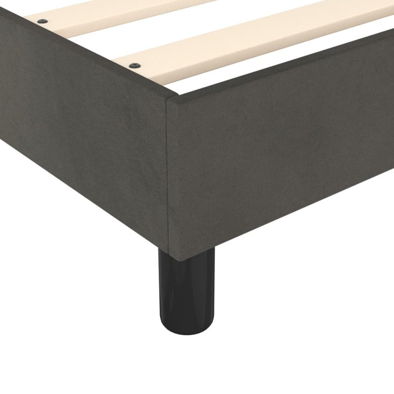 Box Spring Bed Frame Dark Grey Queen Velvet , Dark Gray, Queen