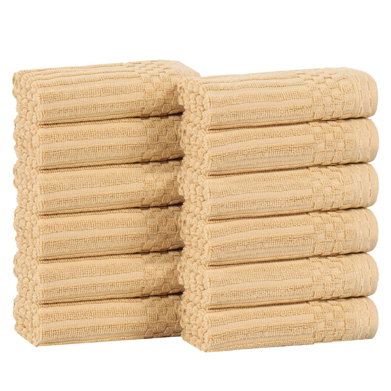 Collection de serviettes en coton Soho Spa, Paquet de 12 serviettes de toilette, Doré