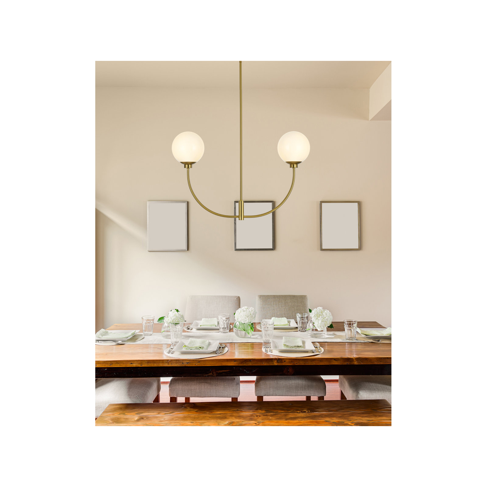 Kyle 2 - Light Metal Chandelier, 19" H x 30" W x 7" D, Satin Gold
