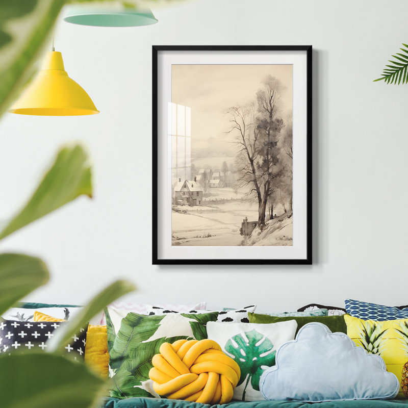 Paysage rétro vintage - impression encadrée